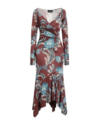Etro Woman Midi Dress Burgundy Size 6 Viscose, Elastane