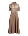 Etro Woman Midi Dress Camel Size 8 Wool, Cashmere, Silk In Beige