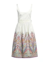 Etro Floral Embroidered Midi Dress With Square Neckline In White