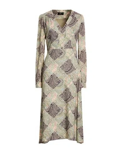 Etro Woman Midi Dress Light Green Size 6 Viscose In Multi