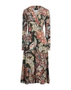 Etro Woman Midi Dress Military Green Size 8 Polyester, Elastane