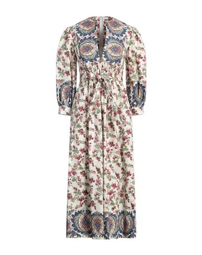 Etro Woman Midi Dress Off White Size 12 Cotton, Elastane