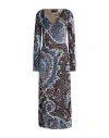 Etro Multicolor Long Dress With All-over Paisley Motiv In Gray