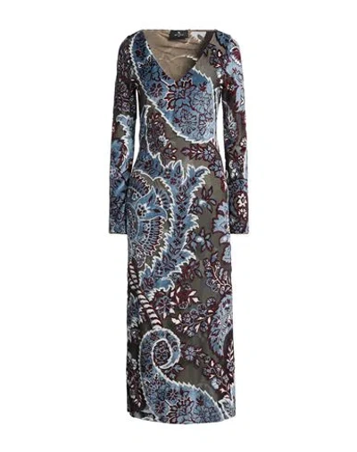 ETRO ETRO WOMAN MIDI DRESS SLATE BLUE SIZE 8 VISCOSE, POLYAMIDE, ELASTANE