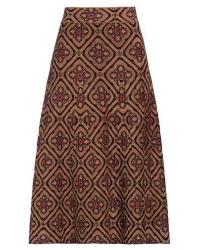 Etro Woman Midi Skirt Camel Size 2 Wool, Viscose, Cotton, Polyamide, Metallic Fiber In Beige