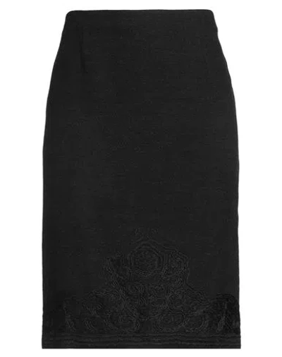 Etro Woman Midi Skirt Charcoal Size 12 Wool, Cashmere, Elastane In Gray