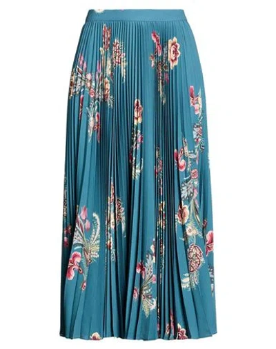 Etro Woman Midi Skirt Deep Teal Size 8 Polyester, Elastane In Blue