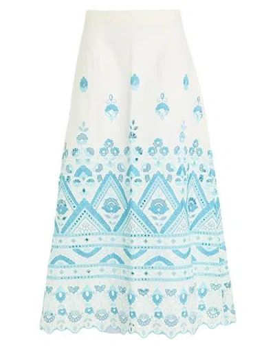 Etro Woman Midi Skirt Ivory Size 6 Cotton, Polyester In Blue
