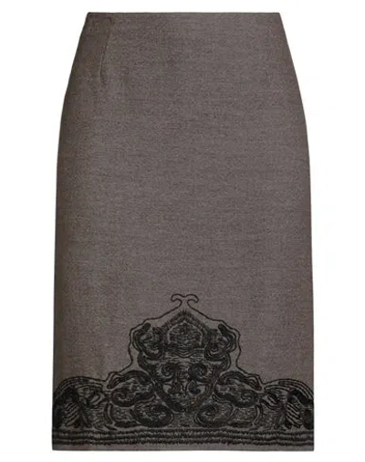 Etro Woman Midi Skirt Khaki Size 12 Wool, Cashmere, Elastane In Sand