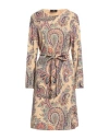 Etro Paisley Belted Minidress In Beige