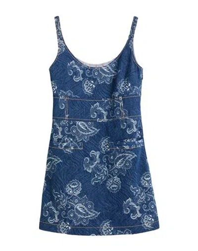 Etro Woman Mini Dress Blue Size 0 Cotton