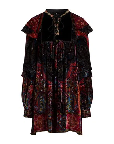 Etro Woman Mini Dress Burgundy Size 8 Viscose, Silk, Cotton, Polyester In Red