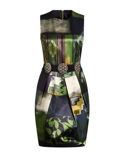 Etro Woman Mini Dress Green Size 6 Acetate, Viscose