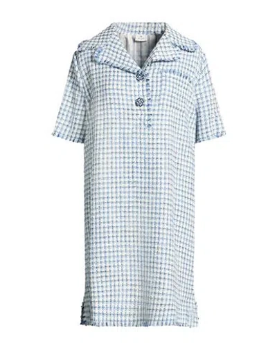 Etro Woman Mini Dress Light Blue Size 10 Virgin Wool, Synthetic Fibers, Polyurethane, Viscose, Cotto