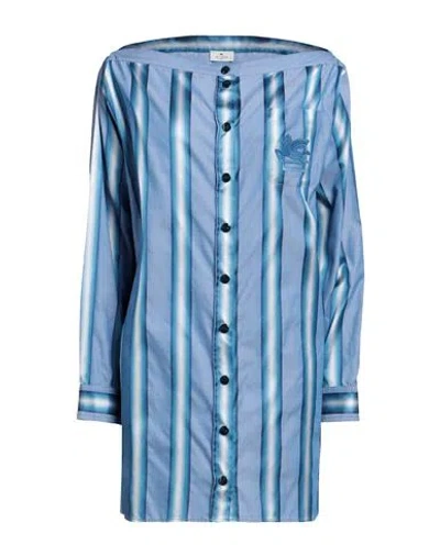 Etro Poplin Mini Dress In Blue