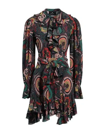 Etro Woman Mini Dress Midnight Blue Size 10 Silk