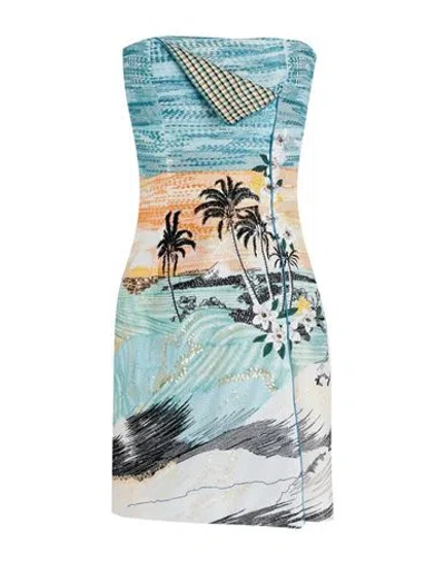 Etro Woman Mini Dress Sky Blue Size 10 Polyester, Elastane