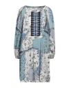 Etro Woman Mini Dress Sky Blue Size 12 Cotton, Polyester In Blue