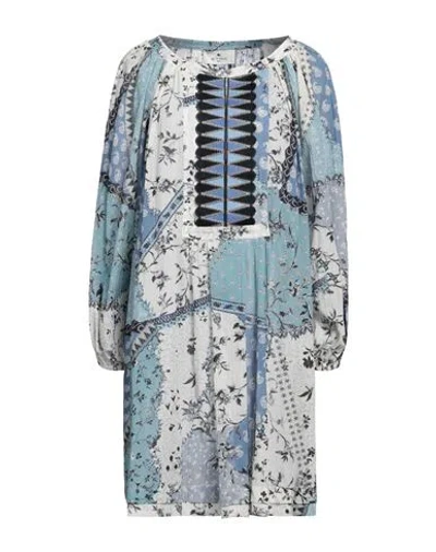 Etro Woman Mini Dress Sky Blue Size 12 Cotton, Polyester