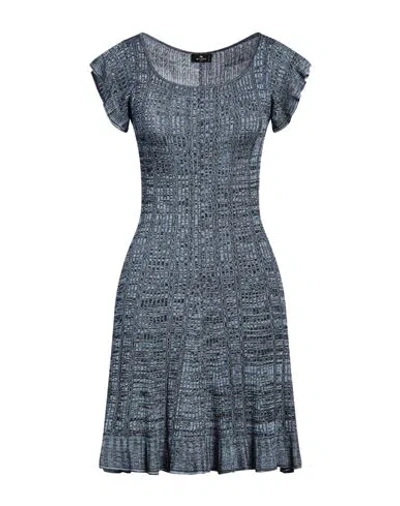 Etro Woman Mini Dress Slate Blue Size 12 Viscose, Polyester