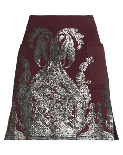 Etro Woman Mini Skirt Burgundy Size 4 Wool, Cashmere