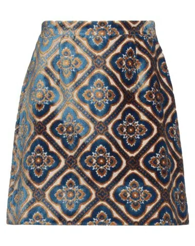 Etro Woman Mini Skirt Light Blue Size 6 Viscose, Cotton In Brown