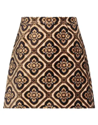 Etro Woman Mini Skirt Ocher Size 6 Viscose, Cotton In Brown