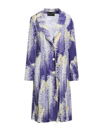Etro Woman Overcoat Dark Purple Size 12 Silk