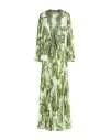 Etro Floral Pleated Maxi Robe In Green