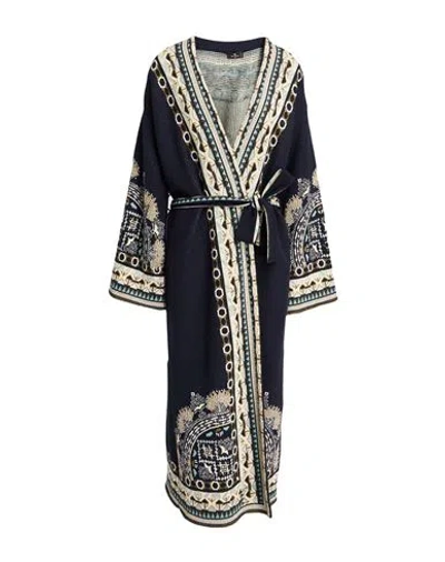 Etro Woman Overcoat & Trench Coat Midnight Blue Size 6 Silk, Linen, Cotton, Viscose