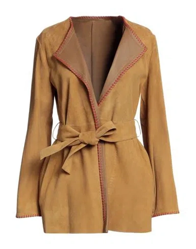 Etro Woman Overcoat Camel Size 2 Lambskin In Beige