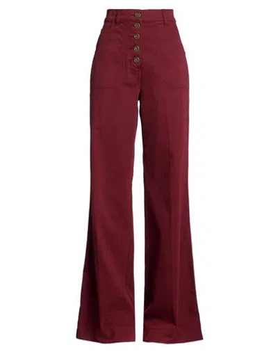Etro Woman Pants Brick Size 27 Cotton, Elastane In Red