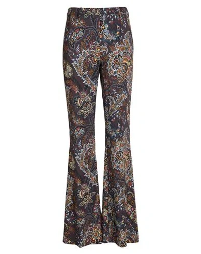 ETRO ETRO WOMAN PANTS DARK BROWN SIZE 8 VISCOSE, ELASTANE