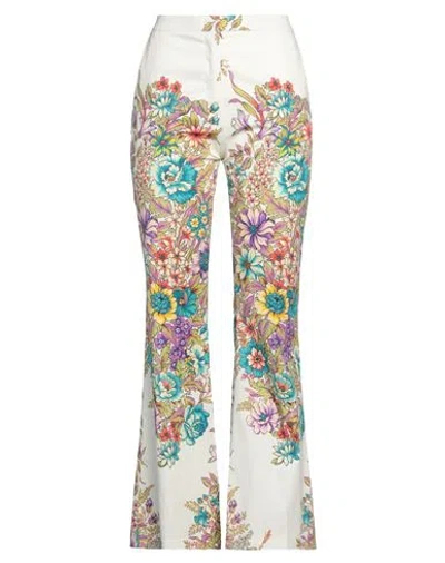 ETRO ETRO WOMAN PANTS IVORY SIZE 8 COTTON, ELASTANE