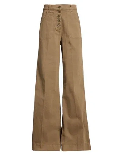 Etro Woman Pants Khaki Size 26 Cotton, Elastane In Beige