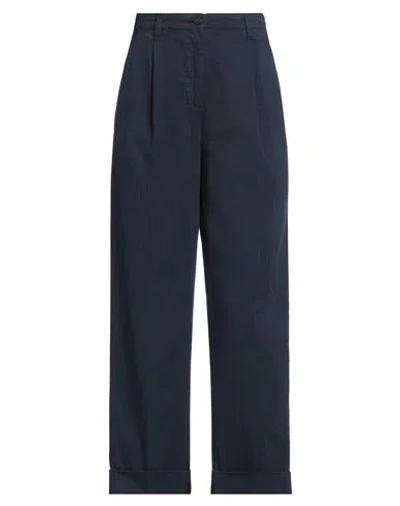 Etro Woman Pants Midnight Blue Size 10 Cotton