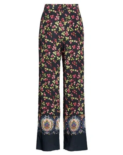 Etro Woman Pants Midnight Blue Size 6 Silk In Multi