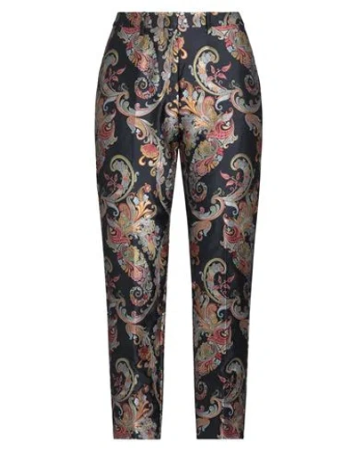 Etro Woman Pants Midnight Blue Size 8 Polyester In Black