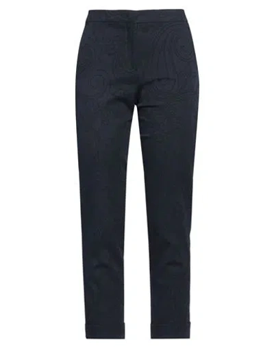 Etro Woman Pants Navy Size 6 Cotton, Elastane In Navy