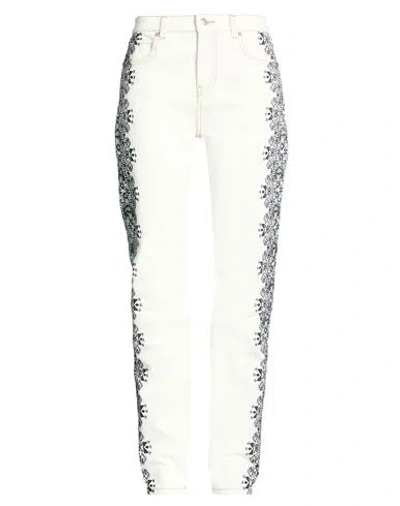Etro Woman Pants Off White Size 27 Cotton, Elastane
