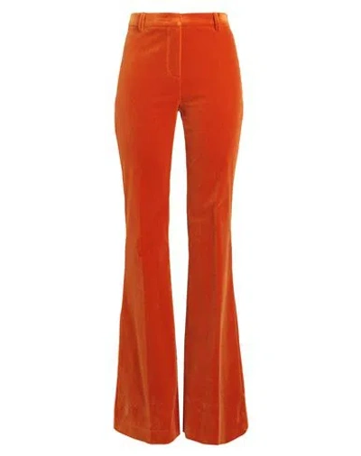 Etro Woman Pants Orange Size 2 Cotton, Elastane