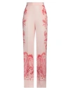 Etro Silk Trousers With Placed Flower Print In Pink