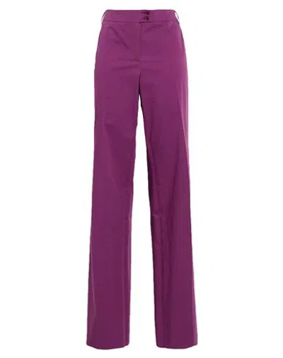 Etro Woman Pants Plum Size 14 Cotton, Elastane In Purple