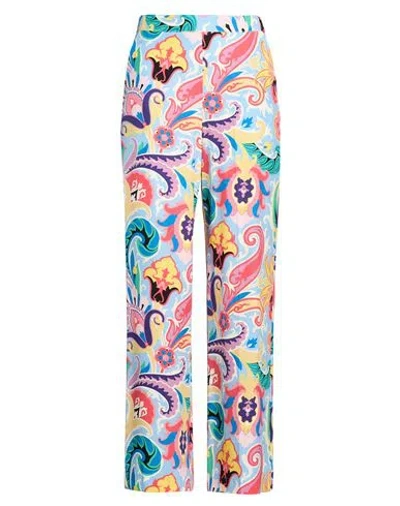 Etro Woman Pants Sky Blue Size 4 Silk In Multi