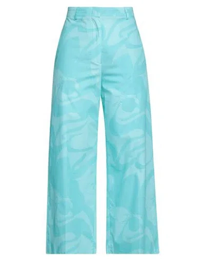 Etro Woman Pants Sky Blue Size 4 Cotton