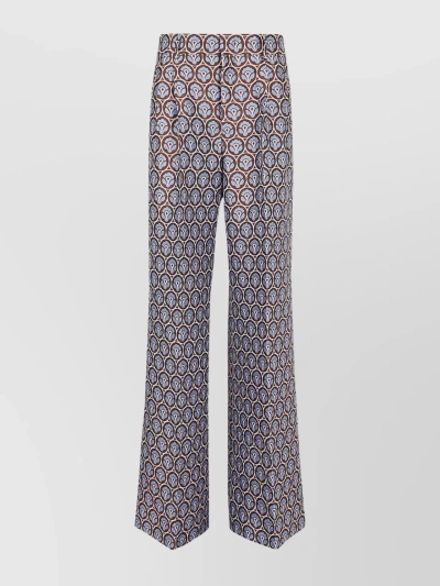 Etro Jacquard Wide-leg Trousers In Var. Multicolor F.do Azzurro