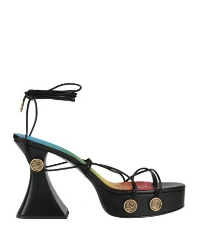 Etro Woman Sandals Black Size 8 Leather