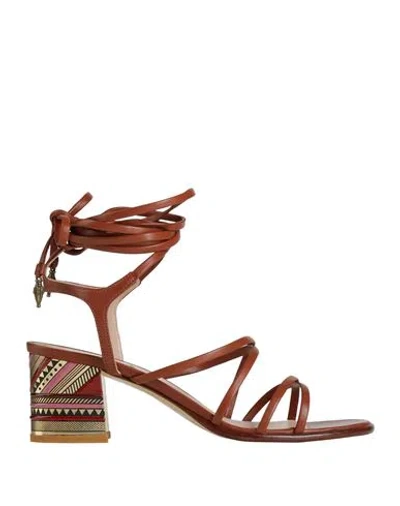 Etro Woman Sandals Brown Size 6 Leather