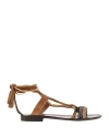 Etro Woman Sandals Khaki Size 8 Leather In Beige