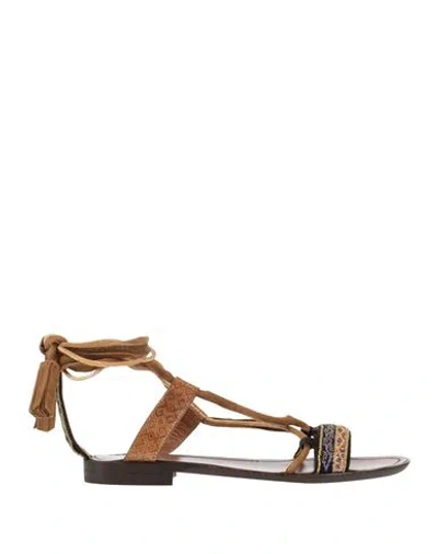 Etro Woman Sandals Khaki Size 8 Leather In Beige
